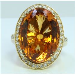 Citrine : 33.31ct / 14K White Gold Ring : 17.12g/Diamond : 0.82ct