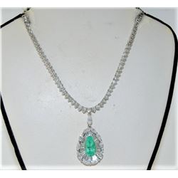 2.63ct Emerald 18K White Gold 23.50gm Necklace