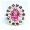 Image 1 : RUBY 1.14CT ROUND PINK TOURMALINE 3.10CT 14K WHITE GOLD RING 8.1GRAM DIAMOND 0.59CT