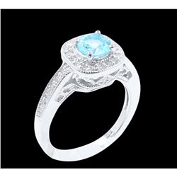 0.79CT NATURAL COPPER BEARING PARAIBA TORMALINE 14K W/G RING