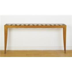 JEAN ROYÈRE CONSOLE TABLE, 1950s oak, glas...