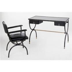 JACQUES ADNET DESK AND MATCHING CHAIR, CA....