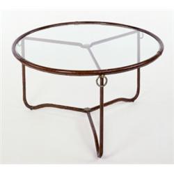 JACQUES ADNET COFFEE TABLE, 1940s leather,...