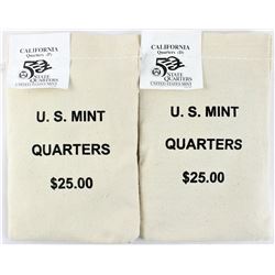 Lot of (2) $25.00 California State Quarter Mint Bags Philadelphia & Denver Mints