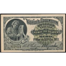 1893 Columbian Expo Handel Vignette Ticket #83811