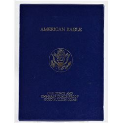 1987-W & P 1 oz & 1/2 oz American Gold Eagle Proofs with Original Box and COA