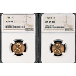 1958-P & D  Lincoln Cents NGC MS65RD