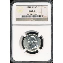 1941-D Washington Quarter NGC MS64