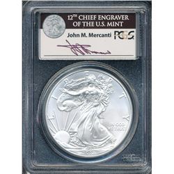 2012 1 oz American Silver Eagle John M. Mercanti Signature PCGS MS69