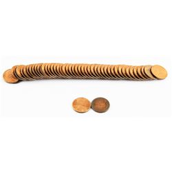 Lot of (50)  U.S. 1951-S B.U. Lincoln Cents RED with toned end cap coins!