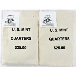 Lot of (2) $25.00 Maine State Quarter Mint Bags Philadelphia & Denver Mints