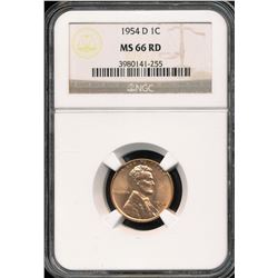 U.S. 1954-D Lincoln Cent NGC MS66 Red