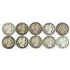 Image 1 : Lot of (10) Different Barber Half Dollars