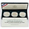 Image 2 : U.S. 1994 U.S. Veterans 3 Coin Commemorative Silver Dollar Set with Original Box and COA