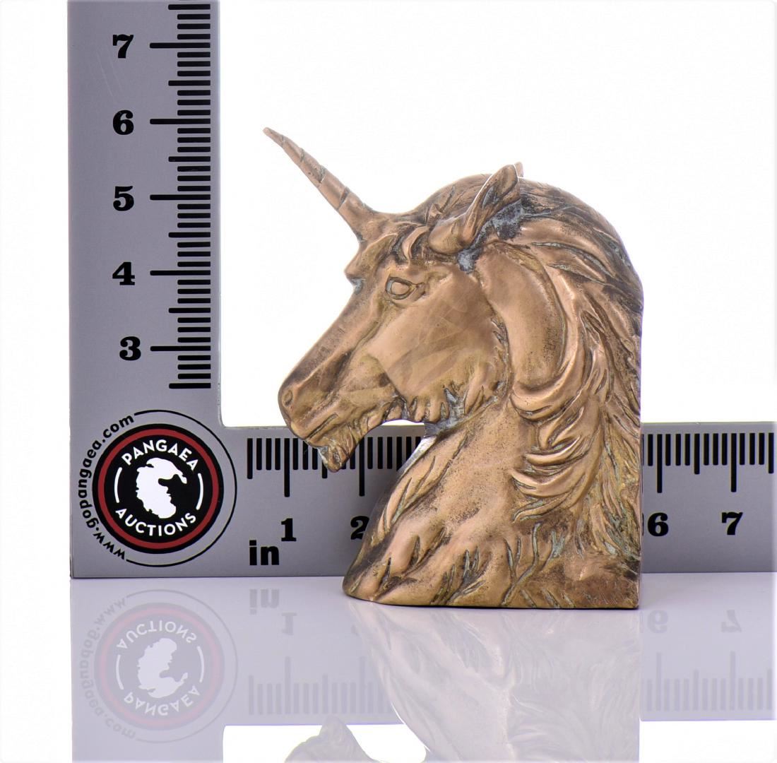 Two Vintage Heavy Brass Unicorn Bookends