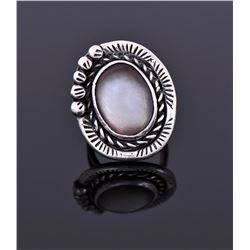 Sterling White Buffalo Ring Signed HEJ