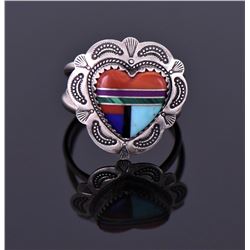 Sterling Mixed Heart Ring Signed QT