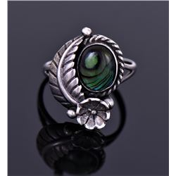 Sterling And Abalone Ring Signed STC