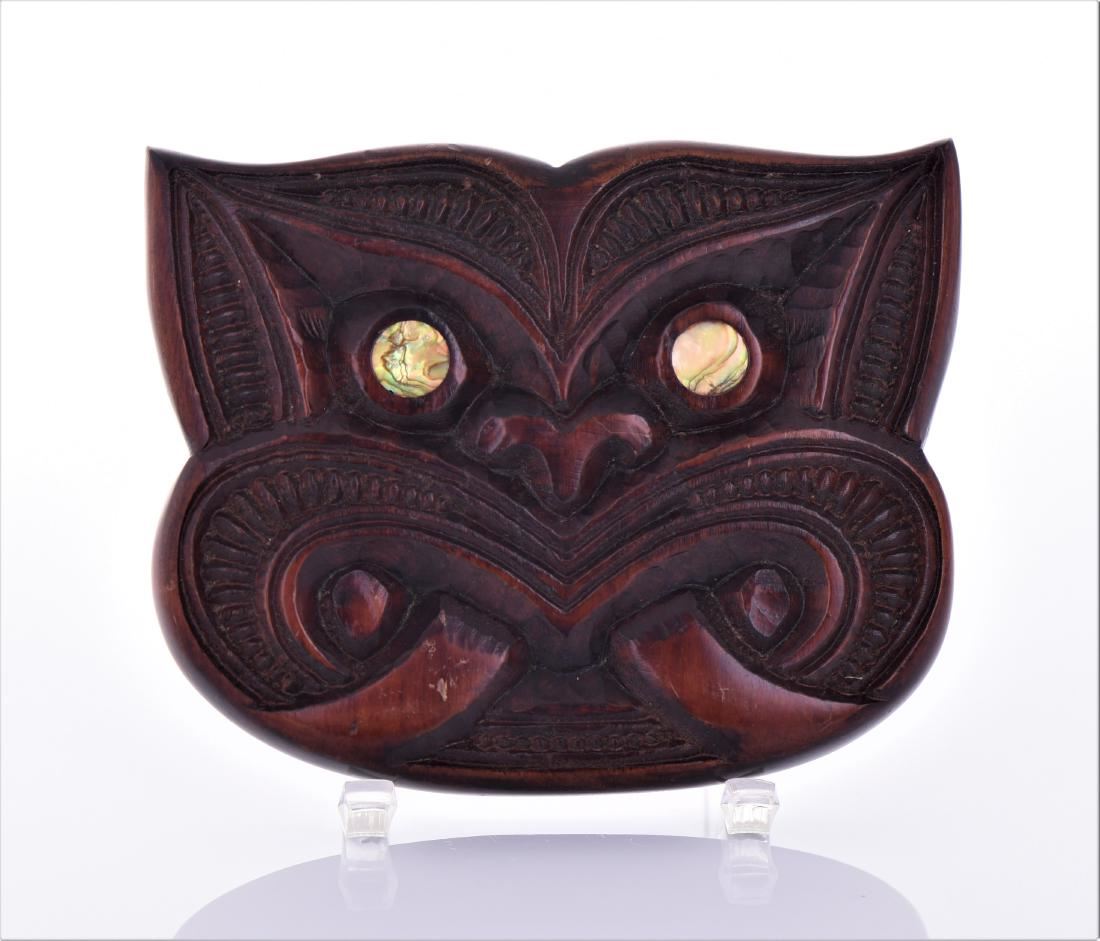 Vintage Moko New Zealand Maori Wood Carving With A