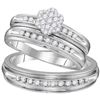 Image 1 : 0.50 CTW His & Hers Diamond Cluster Matching Bridal Ring 10KT White Gold - REF-64W4K