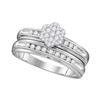 Image 2 : 0.50 CTW His & Hers Diamond Cluster Matching Bridal Ring 10KT White Gold - REF-64W4K