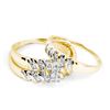 Image 1 : 0.10 CTW His & Hers Diamond Cluster Matching Bridal Ring 14KT Yellow Gold - REF-34K4W