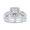 Image 1 : 0.24 CTW Diamond Square Cluster Bridal Engagement Ring 10KT White Gold - REF-37X5Y