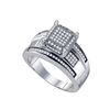 0.35 CTW Diamond Rectangle Cluster Bridal Engagement Ring 10KT White Gold - REF-49F5N