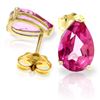 Genuine 3.15 ctw Pink Topaz Earrings Jewelry 14KT Yellow Gold - REF-22P2H