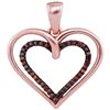 Image 1 : 0.10 CTW Red Color Diamond Double Nested Heart Love Pendant 10KT Rose Gold - REF-14X9Y