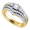 1 CTW Diamond Chevron Bridal Wedding Engagement Ring 14KT Yellow Gold - REF-127N4F