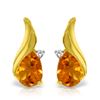 Genuine 3.26 ctw Citrine & Diamond Earrings Jewelry 14KT Yellow Gold - REF-52F7Z