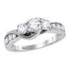 1 CTW Diamond 3-stone Milgrain Bridal Engagement Ring 14KT White Gold - REF-172Y4X