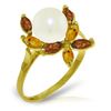 Genuine 2.63 ctw Pearl & Citrine Ring Jewelry 14KT Yellow Gold - REF-28Z5N