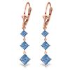 Genuine 4.79 ctw Blue Topaz Earrings Jewelry 14KT Rose Gold - REF-50F2Z