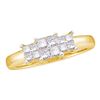 0.50 CTW Princess Diamond 3-stone Bridal Engagement Ring 14KT Yellow Gold - REF-49M5H