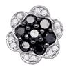 0.50 CTW Black Color Diamond Flower Cluster Earrings 10KT White Gold - REF-19K4W