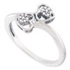 0.05 CTW Diamond Double Heart Love Bypass Ring 10KT White Gold - REF-14X9Y