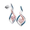 0.16 CTW Blue Color Diamond Heart Earrings 10KT Two-tone Gold - REF-22X4Y