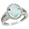 Natural 3.09 ctw Aquamarine & Diamond Engagement Ring 14K White Gold - REF-60M5H
