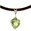 Genuine 13.01 ctw Green Amethyst & Diamond Necklace Jewelry 14KT Rose Gold - REF-45P3H