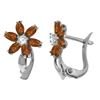 Genuine 1.10 ctw Garnet & Diamond Earrings Jewelry 14KT White Gold - REF-36A3K