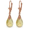 Genuine 6 ctw Citrine Earrings Jewelry 14KT Rose Gold - REF-27R8P