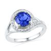 1.88 CTW Created Blue Sapphire Solitaire Diamond Ring 10KT White Gold - REF-22Y4X