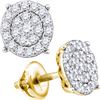 Image 1 : 0.96 CTW Diamond Cluster Earrings 10KT Yellow Gold - REF-59W9K