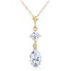 Genuine 2 ctw Aquamarine Necklace Jewelry 14KT Yellow Gold - REF-30F3Z