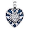 0.25 CTW Blue Color Diamond Milgrain Heart Cluster Pendant 10KT White Gold - REF-19W4K