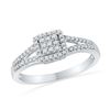 0.25 CTW Diamond Square Cluster Split-shank Ring 10KT White Gold - REF-22F4N