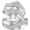 Image 1 : 0.55 CTW His & Hers Diamond Cluster Matching Bridal Ring 10KT White Gold - REF-59W9K