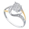 Image 1 : 0.10 CTW Diamond Oval Cluster Split-shank Ring 10KT Two-tone Gold - REF-13K4W